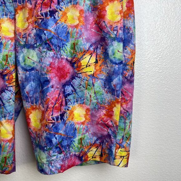 Hreski Golf Shorts 34 Mens Multi Splatter Chino Performance Flat Front Colorful - Picture 5 of 9